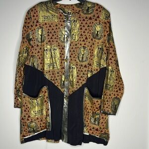 VINTAGE 3K FASHION Womens Multi Printed Button Front Top Jacket Size OS